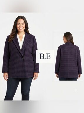 Vintage B.E. Wool Blend Checkered Blazer Large
